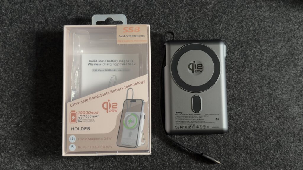 Satray Qi2 25W対応半個体電池モバイルバッテリー10000ｍAh