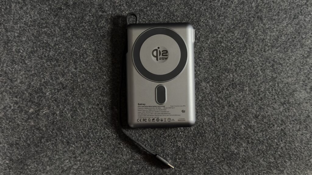 Satray Qi2 25W対応半個体電池モバイルバッテリー10000mAh